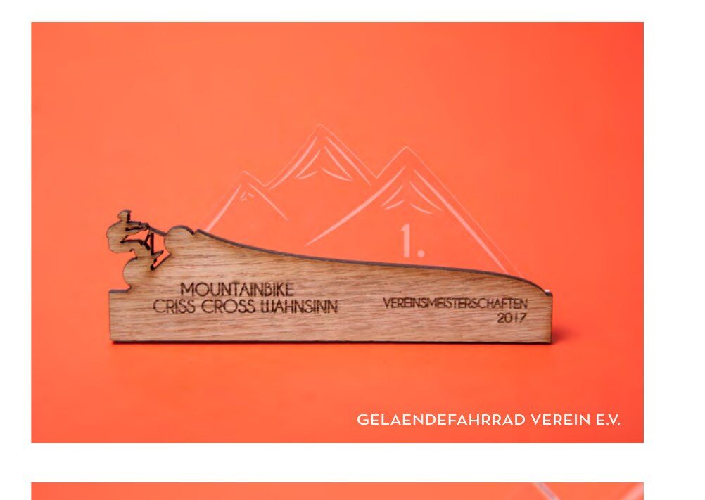 Sportpreis aus Holz und Acrylglas für Geländefahrrad Verein e.V.